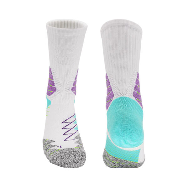 Breathable Thick Basketball Socks White Teal