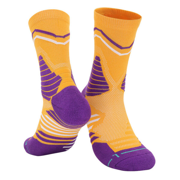 Mid Basketball Crew Socks Yellow Purple