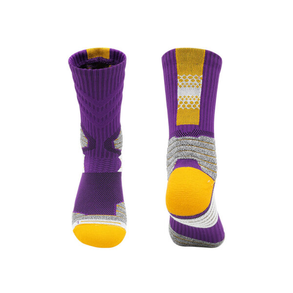 Padded Basketball Socks Purple Yellow
