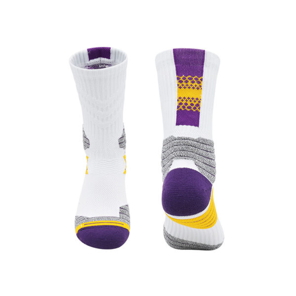 Cushion Basketball Socks White Purple