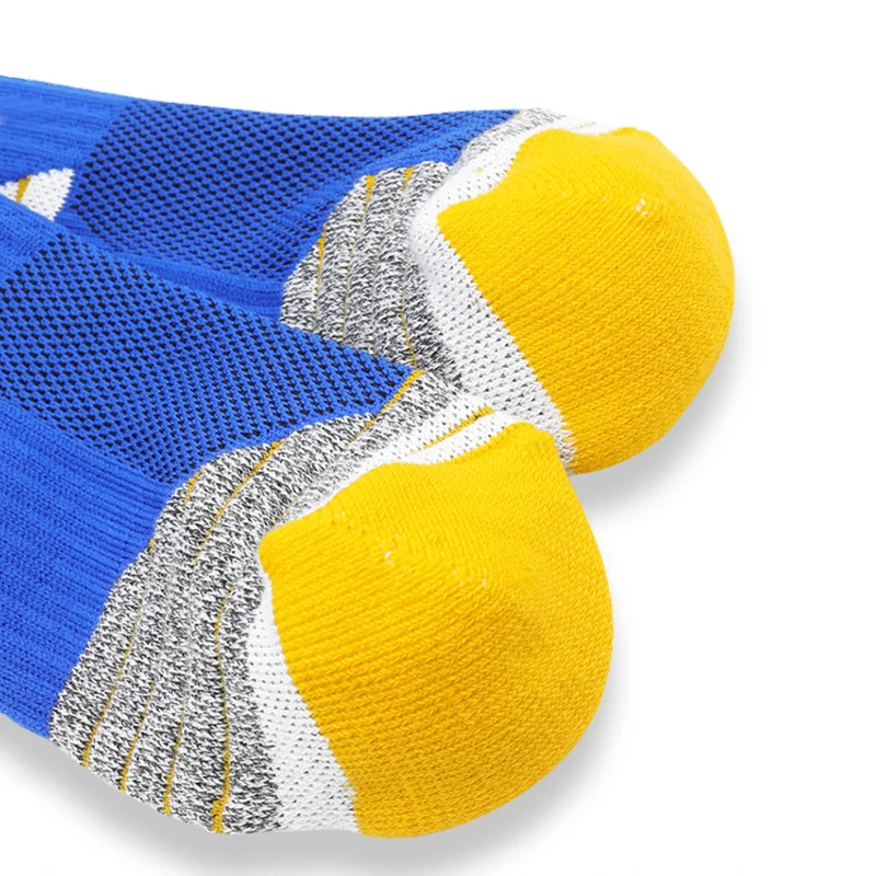 Mid Calf Basketball Socks Youth Blue Yellow - Image 3