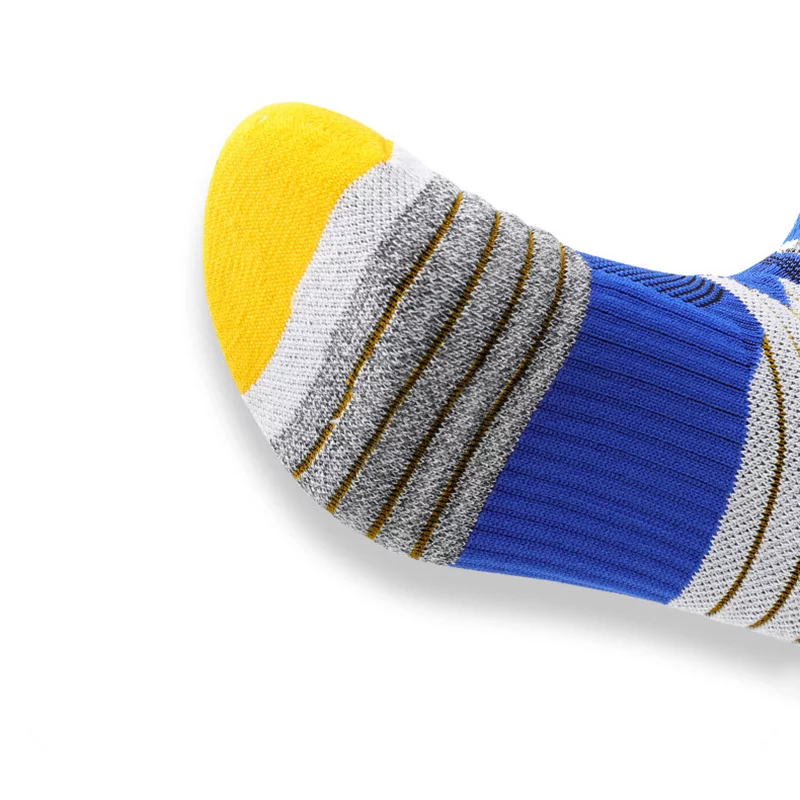Mid Calf Basketball Socks Youth Blue Yellow - Image 4