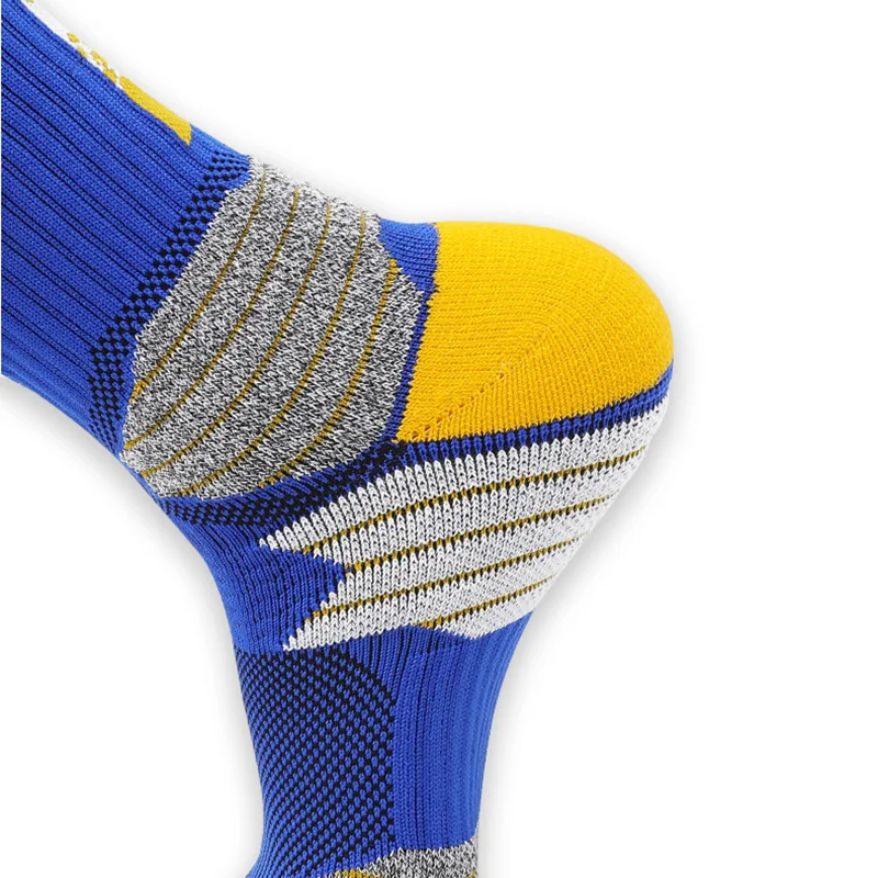 Mid Calf Basketball Socks Youth Blue Yellow - Image 5