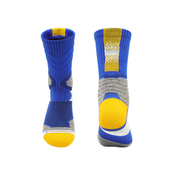 Mid Calf Basketball Socks Youth Blue Yellow