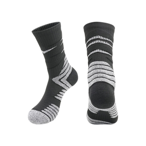 Mid Striped Basketball Socks Black Gray