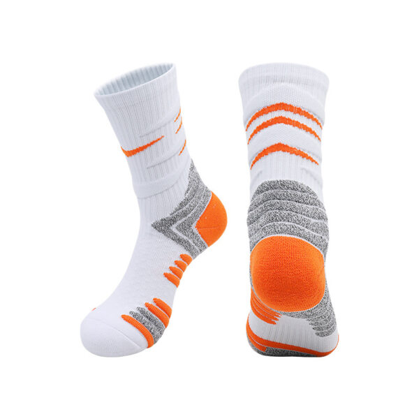 Mid Striped Basketball Socks White Orange