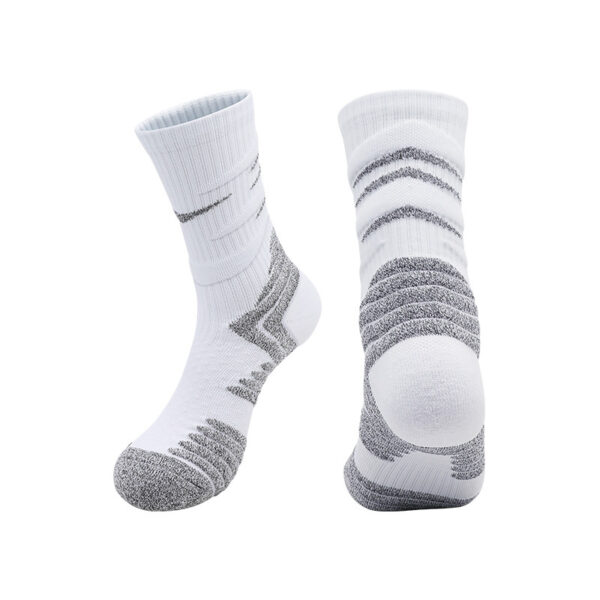 Mid Striped Basketball Socks White Grey
