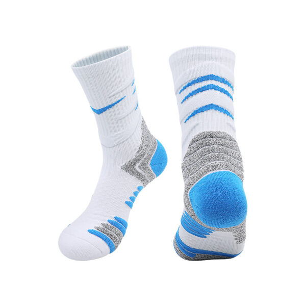 Mid Mens Basketball Socks White Blue Striped