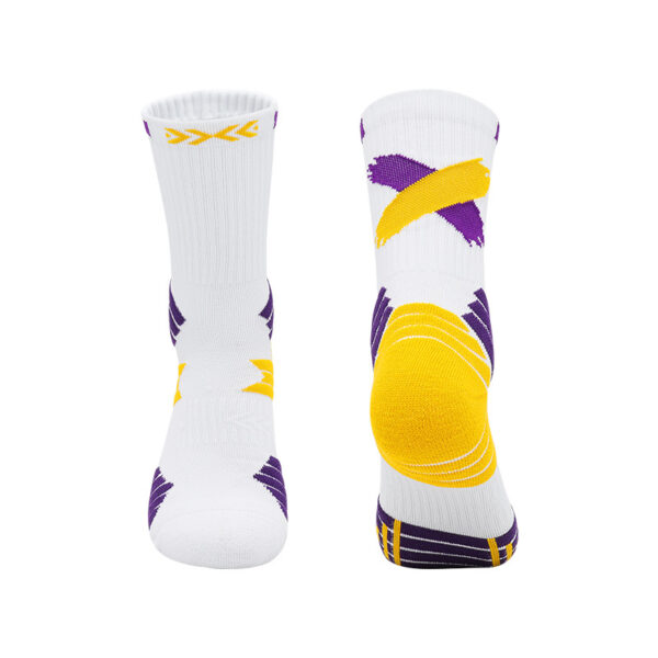 Purple White Yellow Basketball Socks