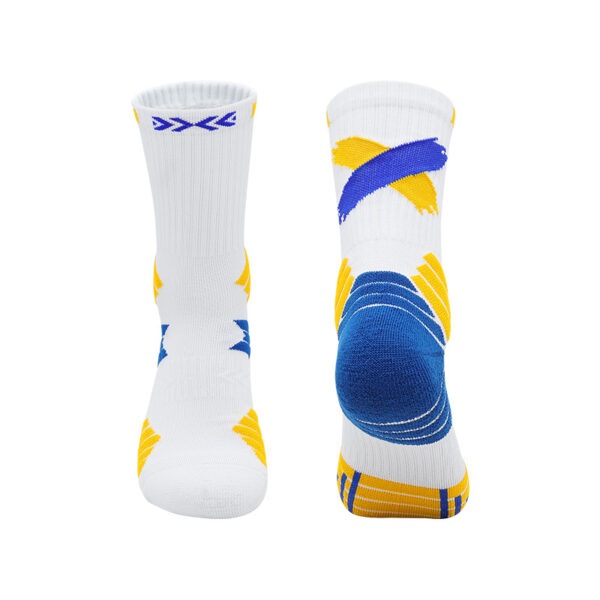 Yellow White Blue Basketball Socks
