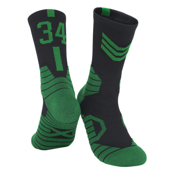 Custom Number Basketball Socks Black Green