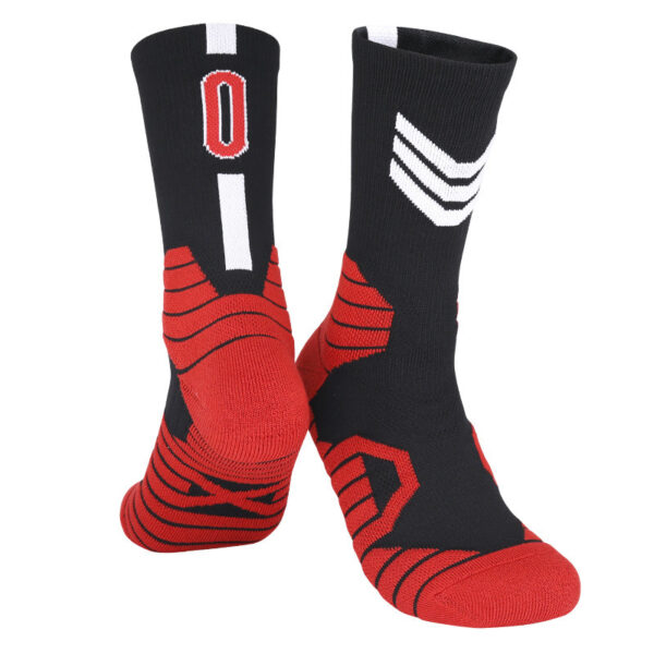 Custom Number Basketball Socks Black Red
