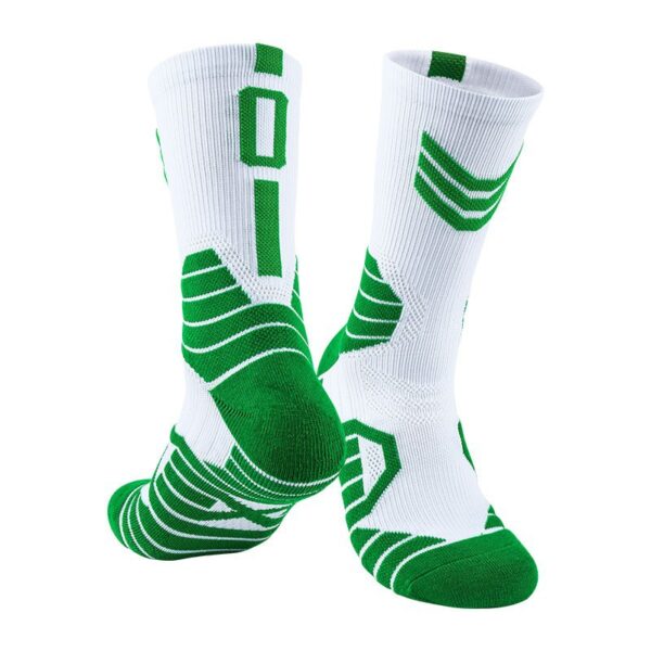Custom Number Basketball Socks White Green