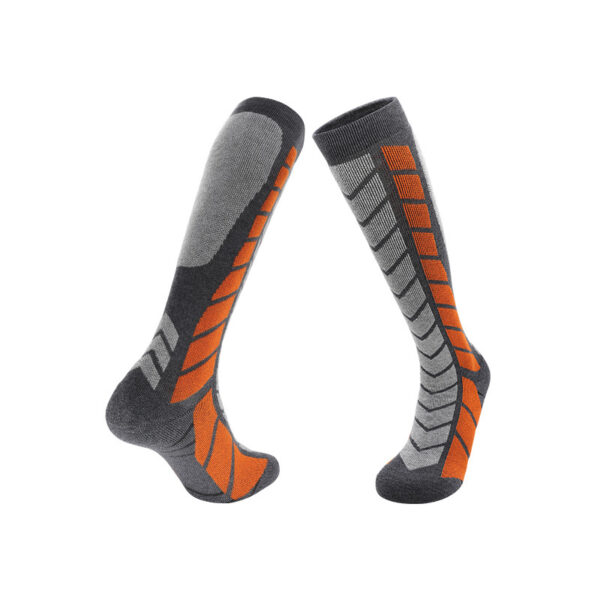 Warm Thick Wool Ski Socks Grey Orange