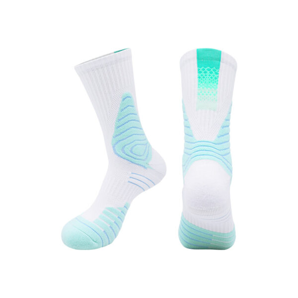 Athletic Crew Basketball Socks White Teal