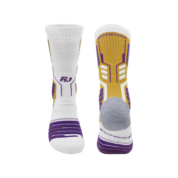 Cushioned Basketball Socks White Yellow
