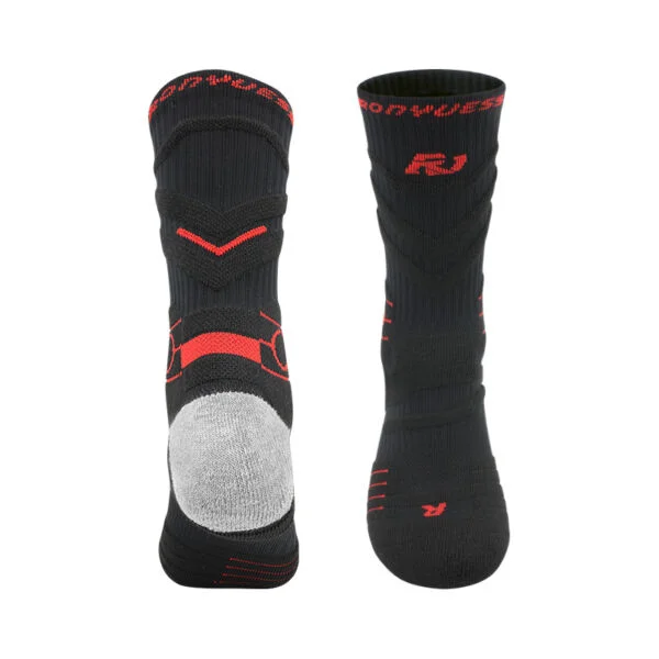 Thick Performance Basketball Socks Black Red
