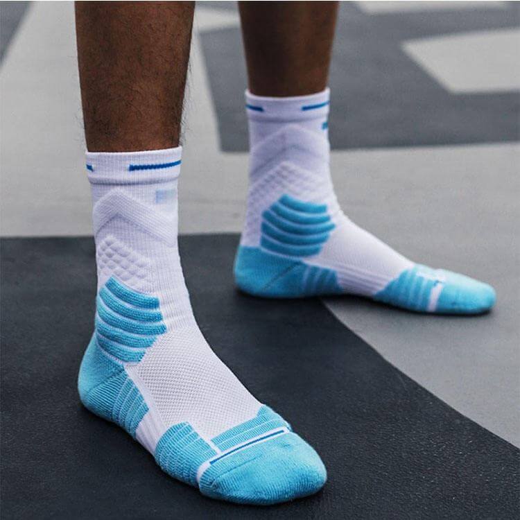 white and blue basketball socks