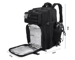 45L Tactical Meal Prep Management Backpack Black size guide
