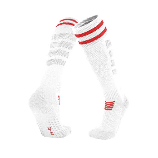 Over Knee Stripe Soccer Socks White & Red