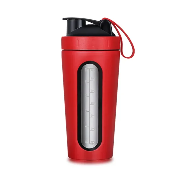 Visible Stainless Steel Protein Shaker Bottle Red