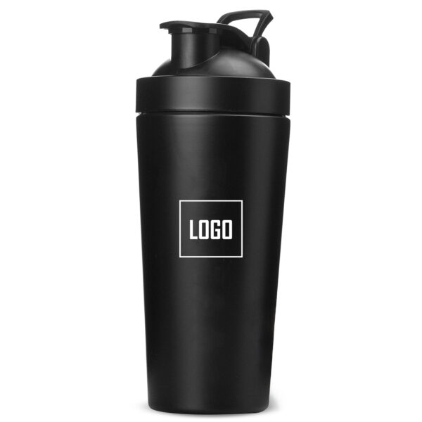 Custom Stainless Steel Protein Shaker Bottle Black 2