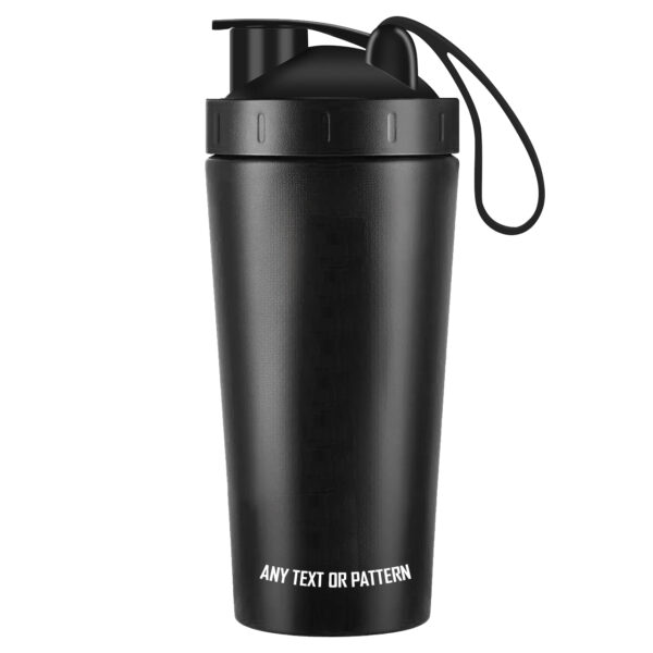 Custom Visible Stainless Steel Protein Shaker Bottle Black 2