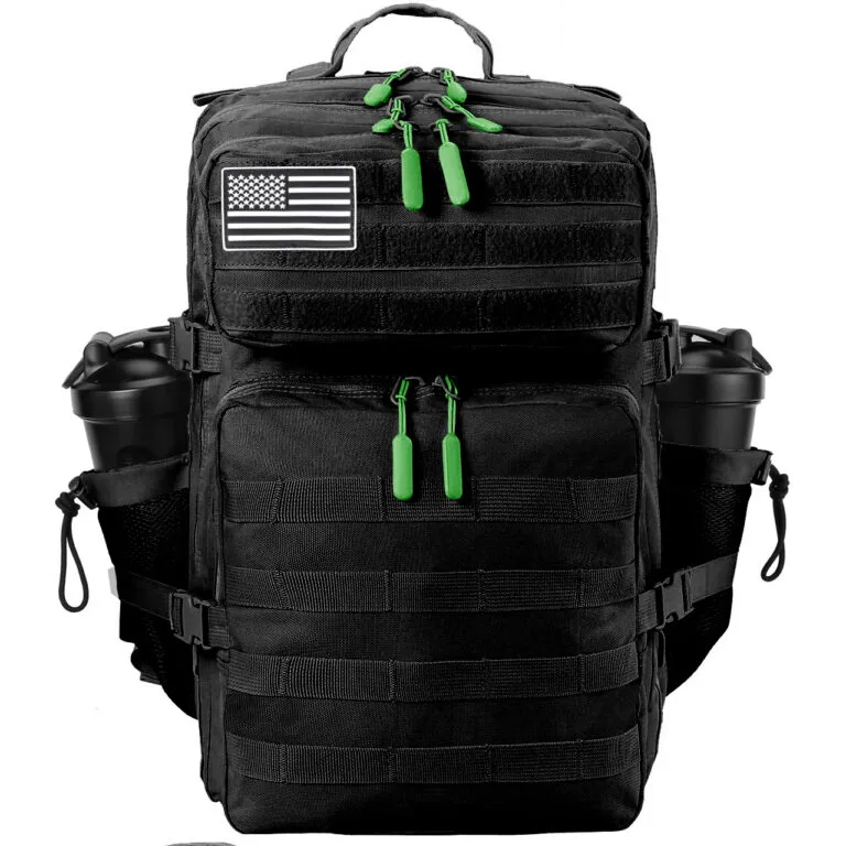 Black Backpack Green Pull