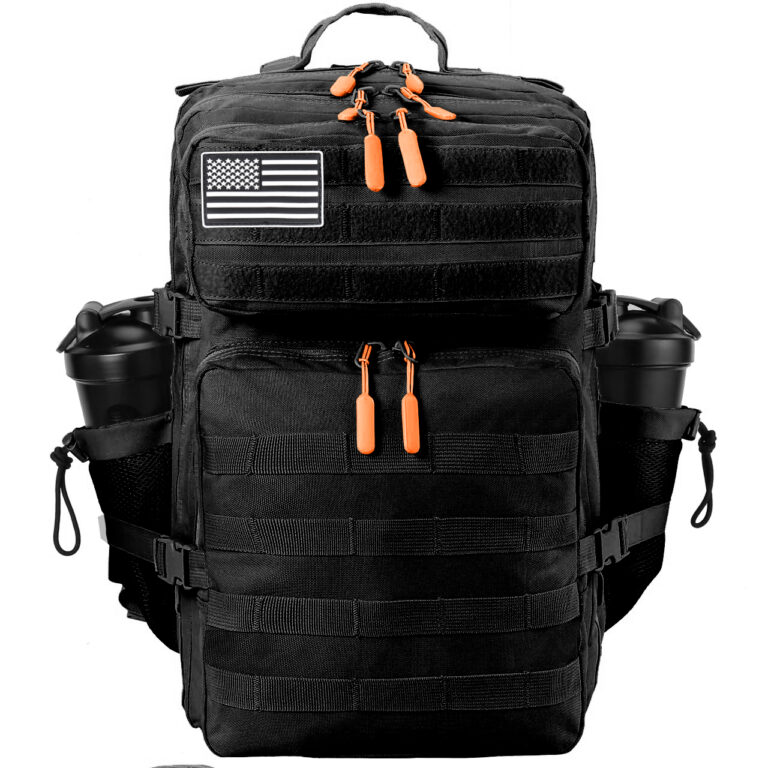 Black Backpack Orange Pull
