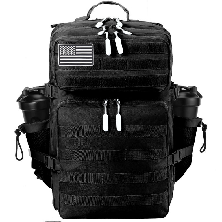 Black Backpack White Pull