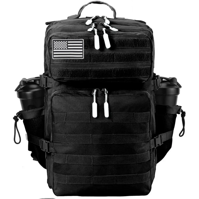 Black Backpack White Pull