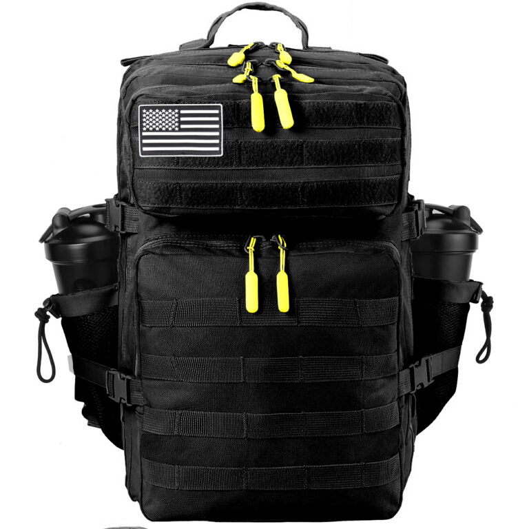 Black Backpack Yellow Pull