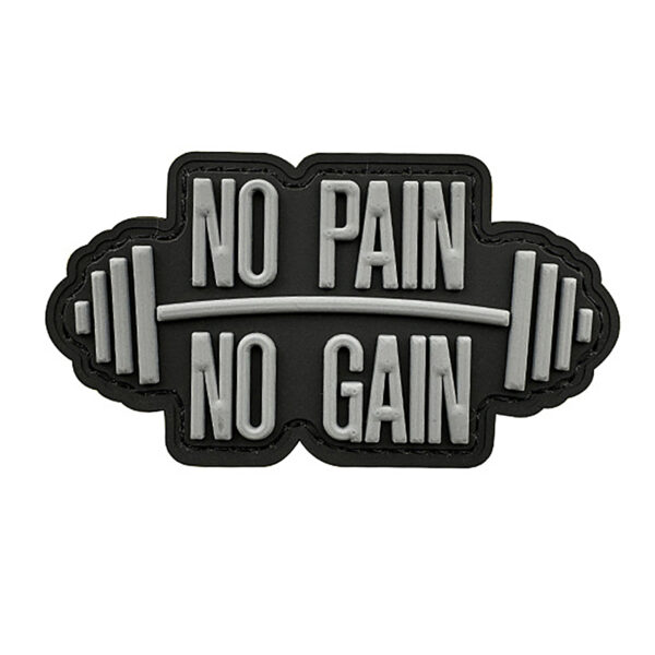 No Pain No Gain Barbell Rubber Patches Grey